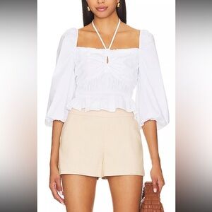 Bailey 44 White Smocked Ruffle Blouse